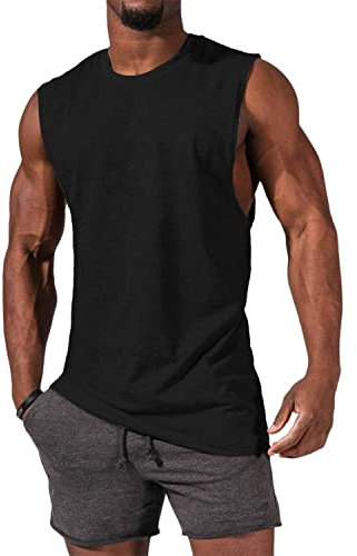 Tank Top Herren Ärmelloses Muskelshirts Gym Sport Unterhemd Männer Rundhals T Shirt Fitness Trägershirts Tee Top für Men Schwarz S