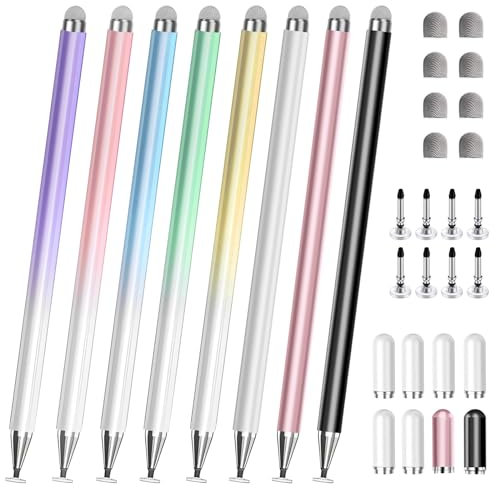 Penna per Tablet, Pennino Touch 2 in 1 per iPhone/Samsung/Lenovo/Android, Compatibile con iPad Pro/Mini/Air/Smartphone, Alta Precisione e Sensibilità, 3 Pack (8 Confezioni)
