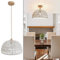 Lampada a Sospensione Rattan, Boho legno Corda Lampadario con 2 Base da Lampade Vintage Rope Sisal Ristorante Bianco Paralume in Carta Intrecciata E27 Illuminazione da Soffitto per Camera da Letto