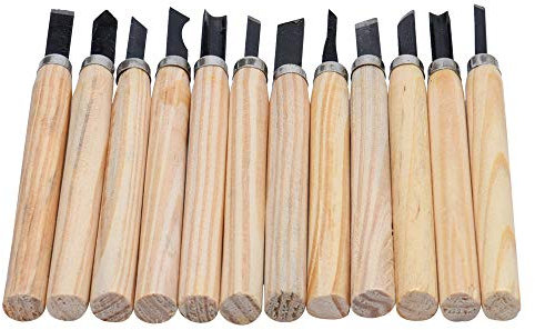 TYTUOO Juego de carpintería Manual para carpinteros, gubias de, Herramienta de Tallado, cincel, 12 Uds., Oficina y papelería Fresas Dentales Turbina (Beige, One Size)