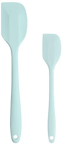 SUSNUAN Set 2 Silicone Spatula for Cooking, Non Stick Rubber Heat Resistant, Soft Food Safe Baking, Small Cake Kitchen Baking & Mixing (Green), (SU-SS-UK)