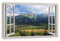 HUBDECO Leinwandbild Fensterblick Stadtpanorama Bild 70x50 cm - Landschaftsbilder auf Leinwand - Wandbilder Wohnzimmer - Bild Fenster mit Ausblick - Aesthetic Room Decor - Wanddeko Schlafzimmer