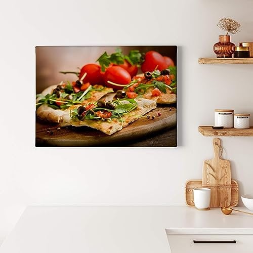 A.S. Création Leinwandbild italienische Pizza - Kunstdruck braun beige orange - 70x50 cm Querformat - moderne Wanddekoration Schlafzimmer Wohnzimmer Küche - Bild auf Keilrahmen