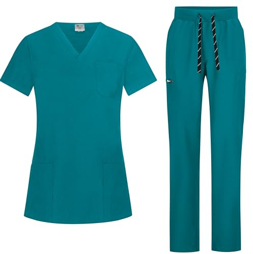 B-well Bella Damen-Schrubb-Set Schlupfkasack + Schlupfhose Set Medizin Arzt Uniform Schlupfjacke Oberteil mit Hose Medizinische Berufsbekleidung mit Elastan