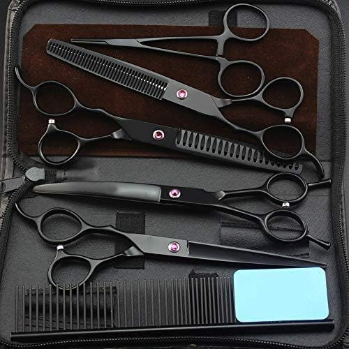 QUNINE Fellschere für Hunde und Katzen, Linkshänder, Fellscheren-Set für Haustiere, professionelle Haarschere zum Schneiden von Haaren, Salonschere, Friseurschere, Friseurschere