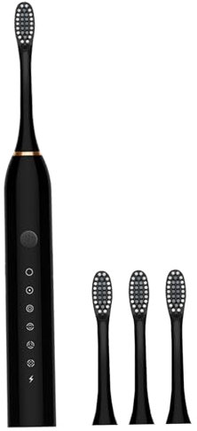 Electric Toothbrushes Adults Rechargeable Electric Tooth Brush with 4 Brush Heads and 6 Cleaning Modes Low Noise Waterproof Whiten Toothbrush Smart Timer Longer Life Black