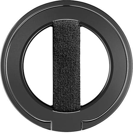 EWA MagOne Ultra Fingergriff-Stütze für Handys, ersetzbares Gummi-Fingerband, abnehmbare Magnet-Ringhalterung, doppelseitiges magnetisches Handy-Griffständer für iPhone 15, 14, 13, 12 - Schwarz
