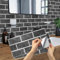 Black Brick Tile Stickers, BYLife 18pcs Peel and Stick Wallpaper Transfers Sticker for Kitchen Bathroom Self Adhesive Vinyl Splashback Wall Tile for Home Decor 15x30 cm
