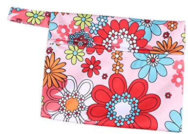 ibasenice Windeltasche mit Reißverschluss Waschbar für Den Außenbereich Wickeltasche mit Blumendruck Praktisches Design