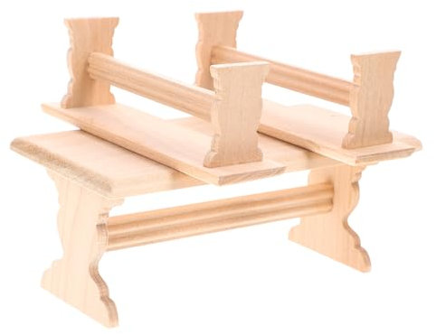 BESTonZON Miniatur Tisch- und Bank Set aus Holz für Puppenhausmöbel, 1/12 Maßstab, ideales Zubehör für kreative Dekorationen, perfekt für Kinder, Requisiten und fantasievolle Szenen im Puppenhaus