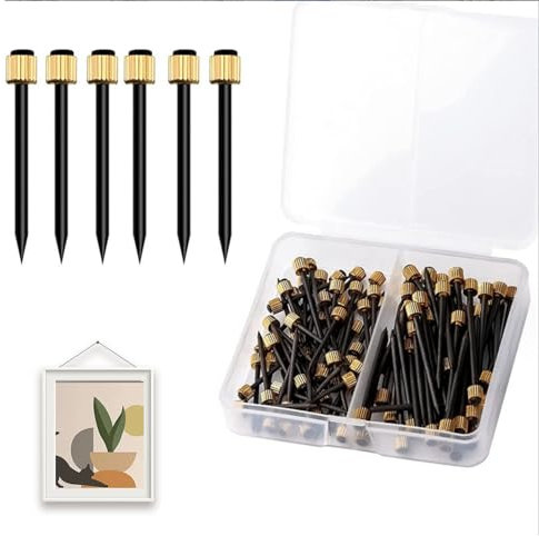 50 Pcs Picture Hanging Nails,Sturdy Steel Hanging Nails for Pictures,Picture Frame Hangers,Picture Hang Solutions Plaster,Easy-to-Install Wall Tacks,Light Grey/Brown,Dark Grey Durable