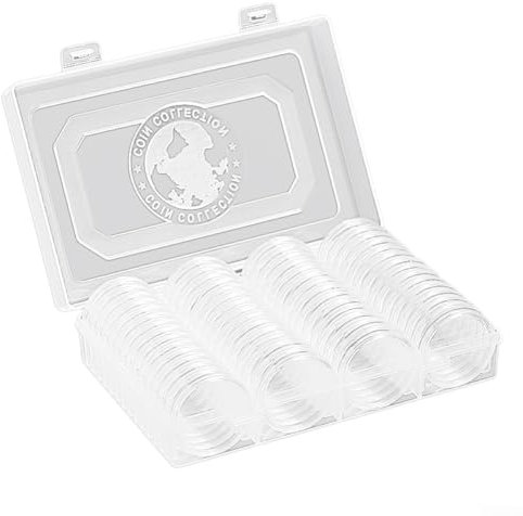 Boîte de rangement pour capsules de pièces de monnaie avec 60 supports pour pièces de monnaie, matériau, rembourrage intérieur réglable, boucle sécurisée