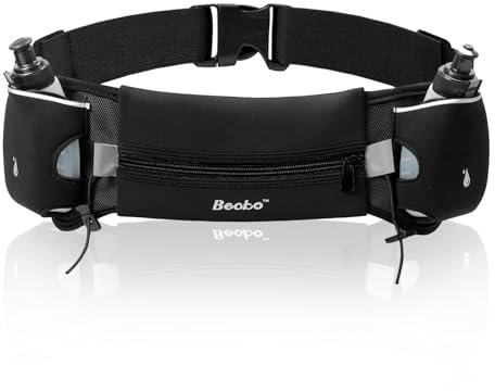 Becko Leichter und langlebiger Laufgürtel, Fitness-Workout-Gürtel für Damen und Herren – Gürtel/Läufergürtel, Hüfttasche beim Radfahren, Walken, Laufen, Sport, Hydratation, Schwarz , Outdoor