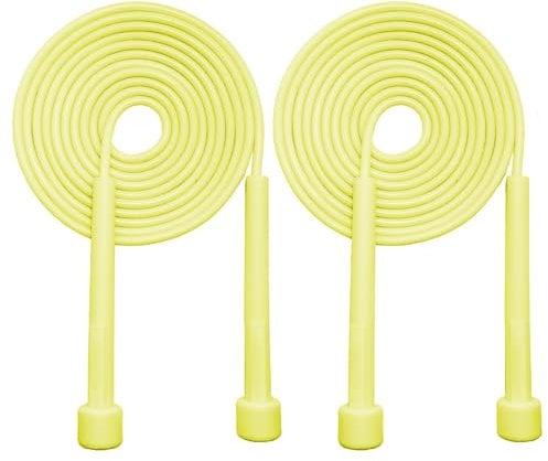 Chongning 2pcs Adjustable Skipping Rope, Yellow, PVC, Plastic Handles, Adult & Kid, Exercise & Fitness