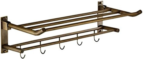 Faltbarer Kupfer-Handtuchhalter im europäischen Stil, doppellagig, zur Wandmontage, antikes Badezimmer-Handtuchhalter-Regal mit 51 cm Länge