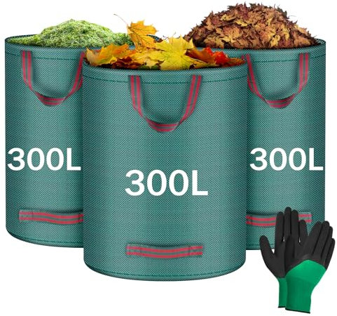 Flintronic Gartenabfallsack, Gartensäcke für Gartenabfälle 3X 300l, Grünschnittsäcke faltbar, Garten Sack Laubsack Abfallsack für Gartenabfälle Grünschnitt Laubabfall