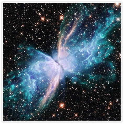 Schmetterlingsnebel, Hubble-Weltraumteleskop, 2022 Poster von NASA 40 x 40 cm Blau Wandbilder Wanddeko