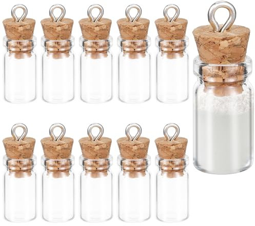 Thinp 16 Pcs Mini Glass Jars with Corks - Tiny Wishing Bottles for Theme Party, DIY Crafts & Christmas Tree Decoration