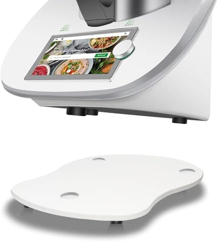 Gleitbrett für Thermomix TM6 TM5, Bambus Schnelles Bewegen Gleitbrett für Thermomix Vorwerk Küchenmaschine TM6 Zubehör, für Thermomix TM6 TM5 Unterlage Brett Rollbrett Weiß