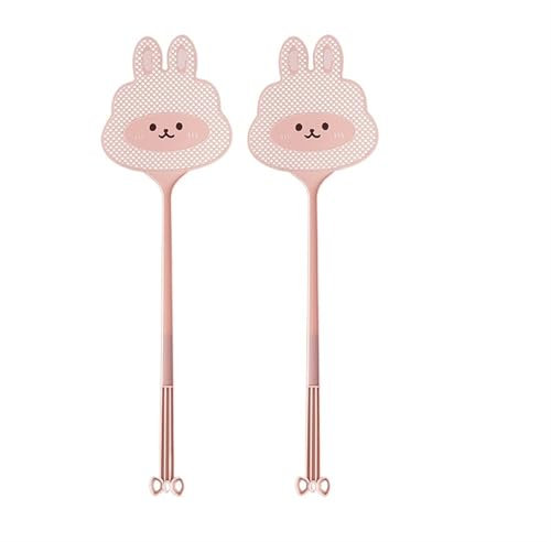 LUNCHS Tapetteà Mouche Solide 2 Pcs Forme De Lapin Il Y A Un Trou Suspendu sur La Poignée Facile à Stocker, Facile à Trouver, Pas Facile à Perdre(Pink)