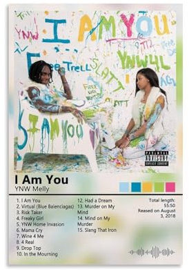 NWQV YNW Melly I AM YOU Albumcover_ Poster, Wandkunst, dekoratives Gemälde, Schlafzimmer, 50 x 75 cm, ungerahmter Stil