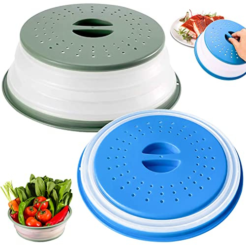 GMMG 2 Stück Mikrowellen Abdeckung Mikrowellenhaube 27cm Faltbare Mikrowellendeckel Microwave Cover Mikrowellen Deckel Spritzschutz Mikrowelle Microwellenabdeckungen Mikrowellenabdeckung