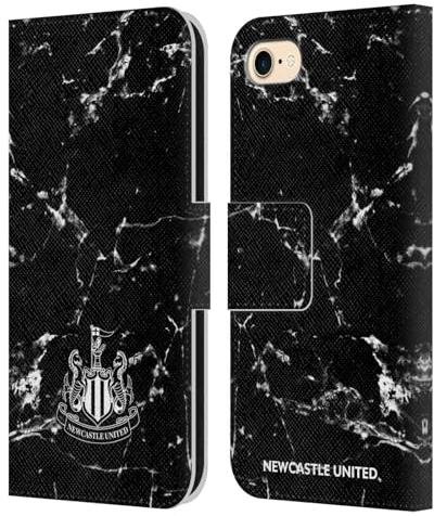 Head Case Designs Offizielle Newcastle United Football Club Schwarzer Marmor Wappen Leder-Wallet-Hülle Kompatibel mit Apple iPhone 7/8 / SE 2020 & 2022