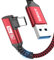 SUNGUY USB C Kabel Winkel, 2m Android Auto Nylon Gewinkelt 5Gbps Kompatibel Mit iPhone 16/15 Pro Max, Galaxy S24/S24+/S23/S22, P30 Lite, Redmi 10 - Rot
