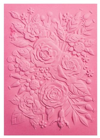 OTCRAFT 3D-Prägeschablone für Kartenherstellung, Rosengarten, transparente Kunststoff-Textur, verblasst Prägeschablone für Scrapbooking und andere Papierbastelalben, Briefmarken, DIY-Dekoration, 16 cm