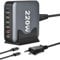 QUTIASE 220W USB C Ladegerät Mehrfach, 6 Ports GaN III Schnellladegerät USB C, USB Ladestation, PD + QC Netzteil für iPhone, Samsung, iPad, MacBook Pro, Dell Laptop - Schwarz mit 1,5m 100W USBC Kabel