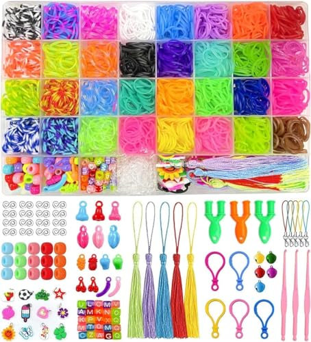BTOIURF 2500+ Loom Bands Kit, 32 Colors Loom Rubber Bands in Storage Box, Friendship Bracelet Making Kit with Clips and Other Accessories for DIY, Craft Kits, Gift for Boys and Girls