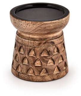 Indus Lifespace Kerzenhalter aus Mangoholz, Halter für besondere Anlässe, Heimdekoration, Tischdekoration (10,2 x 10,2 x 10,2 cm)