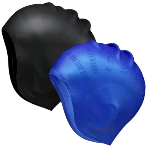Gorro Piscina Protecion de Oido 3D,Gorro de natación Unisex de Silicona, Gorro de Baño Impermeable con Orejeras Mantiene el Cabello Limpio para Cabello Largo y Corto