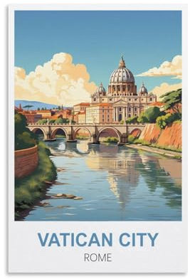 YNIEILUU Vintage-Reiseposter Vatikanstadt, Rom, 50 x 75 cm, Leinwand-Kunstposter, Gemälde, Bilder, Wandkunstdrucke, Wanddekoration für Schlafzimmer