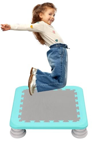 Trampolin Kinder, 65cm Minitrampolin für Kleinkind, Quadrat Trampolin mit Rutschfester Basis, Indoor Outdoor Gebrauch, Max geladen 75KG, Autismus Kids Sensorische Trainingsgeräte für Jungen Mädchen