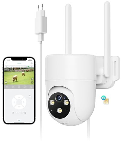 NUASI 4G LTE Überwachungskamera Aussen mit SIM Karte, 2K PTZ IP Kamera Ohne WLAN mit FarbNachtsicht, AI Personenerkennung Überwachungskamera und 2-Wege-Audio, IP66 Wasserdicht,schwarz