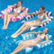 ROUSKY Chaise de piscine gonflable pour adultes et enfants - Hamac flottant à motif à rayures pour piscine - Fête d'été - Plaisir aquatique (bleu marine + bleu clair + rose)
