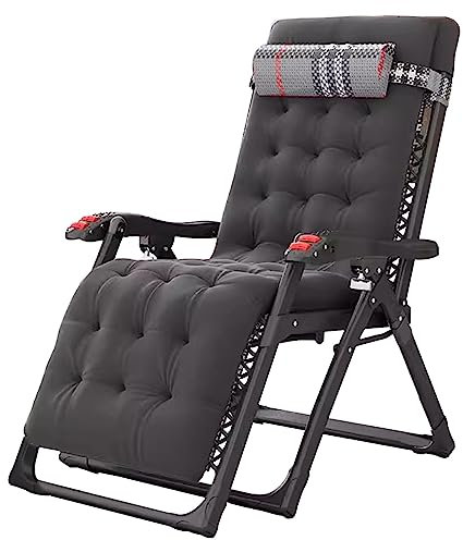 DRFGNF Extra breiter, Verstellbarer Sonnenliege-Klapp-Gartenstuhl, Liegestuhl für Terrasse und Balkon im Freien, Rasen-Relaxsessel für Camping, Pool, Angeln (Farbe: Schwarz)