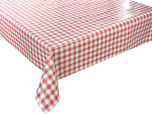 Wachstücher Tischdecke Wachstuch Gartentischdecke wasserdichte Abwaschbar Kariert Rot 01345-01 220x140 cm