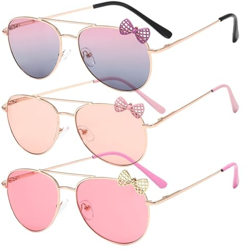 JSTHHTT 3PCS Lunette De Soleil BéBé 3-6 Ans & 6-10 Ans, Lunettes Soleil GarçOns Et Filles Protection Uv, StyléEs, LéGèRes Avec Branches Flexibles, Pour Les Enfants