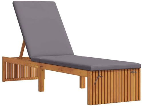 vidaXL Sonnenliege Öl-Natur 200 x 55 x 94 cm Massivholz Akazie, Gartenliege und Terrasse, rechteckig, modern, verstellbar, bequemer Liegestuhl, für draußen, vielfach nutzbar