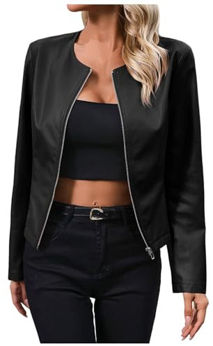 Giubbotto di Pelle Donna, Giubbotto Similpelle Donna, Chiodo Giubbotto Finta Pelle Corto Slim Avvitato Aderente Skin Donna Ragazza Giacca Antivento Donna Giacca Donna Estiva Jacket