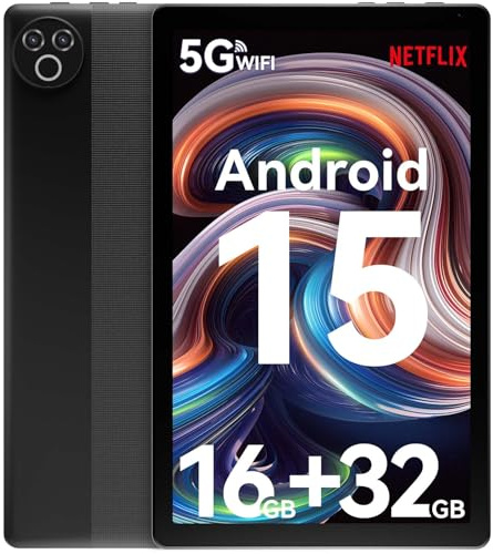 10 inch tablet with Android 15 OS GMS certified tablets PC 1.8GHz 5-Core 16(3+13) GB RAM 32GB ROM 1TB expandable 1280x800 HD IPS touch screen 5000mAh WiFi 6 Bluetooth 5.4 camera