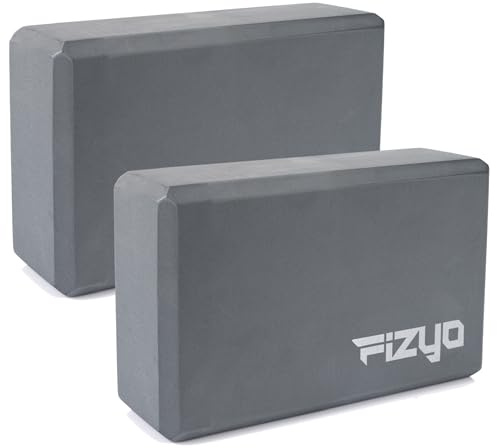 Fizyo Yogablock 2er Set (Yoga Block) 23x15x7 cm rutschfester EVA Schaum Yogablöcke für Yoga Pilates und Fitness stabile Blöcke für Stretching Dehnung Balance und Unterstützung (Grau)