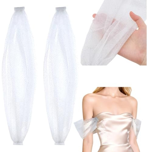 nbeads 1 paire de Manches Détachables pour Mariage, Housses de Manches de Mariée avec Paillettes Broche en Fer et Perles en Plastique pour Robes de Mariée Robes de Bal et de Soirée, 48×11cm