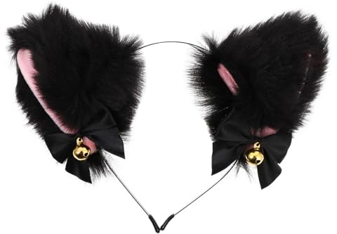 TOYANDONA Katzenohren Stirnband mit Glöckchen und Schleifen Dekoratives Haarreif Kostüm Accessoire für Karneval Weihnachten und Halloween