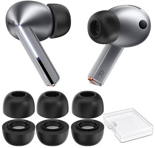 AhaStyle Memory Foam Earbud Tips for Samsung Galaxy Buds4 Pro/Buds3 Pro | 3 Pairs Large, Added Storage Box, Ultimate Comfort, Noise Canceling Memory Foam, Anti Slip, Secure Fit, Fits Charging Case