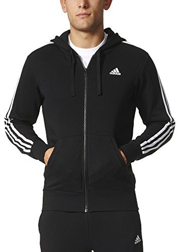 adidas Herren S98786 Essentials 3-Stripes Full Zip Kapuzenjacke, Schwarz (Black/White), L