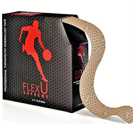 FLEXU Kinesiologie-Tape; Großpackung; 35 Meter ungeschnitten; Hypoallergenes therapeutisches Erholungsbad; Lindert Schmerzen, reduziert Schwellungen und führt zu Einer schnelleren Genesung (Beige)