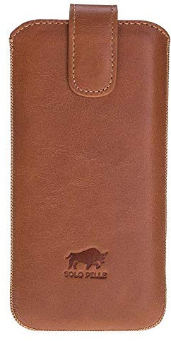 Solo Pelle Lederhülle kompatibel für das Apple iPhone XS Max Ledertasche (Cognac Braun)